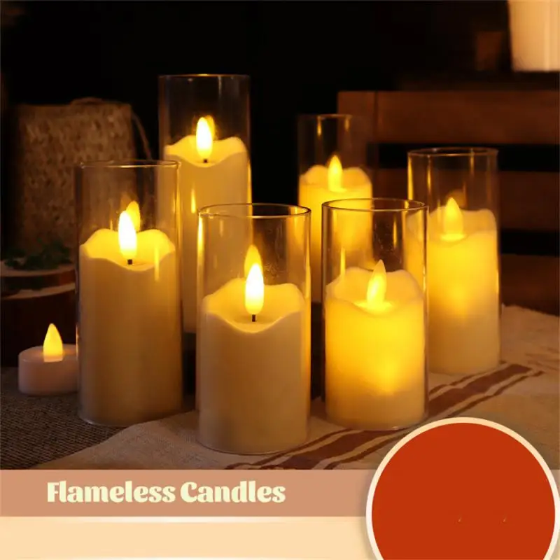 Led Flameless Electric Candles Lamp Acrylic Glass Battery Flickering Fake Tealight Candle Bulk For Wedding Christmas