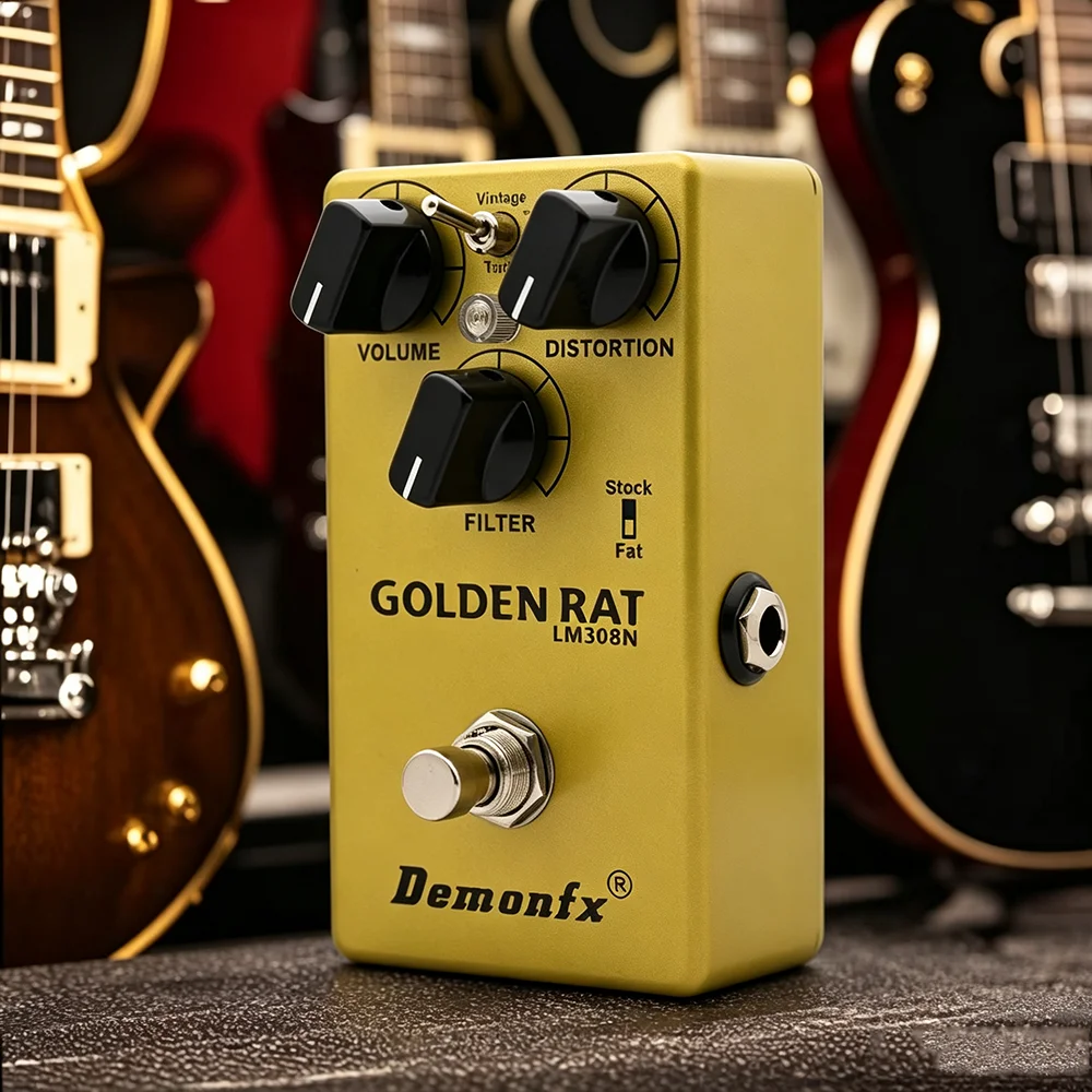 Demonfx GOLDEN RAT Guitar Effect Pedal, Fuzz Distortion Booster, True Bypass, High Quality image 3
