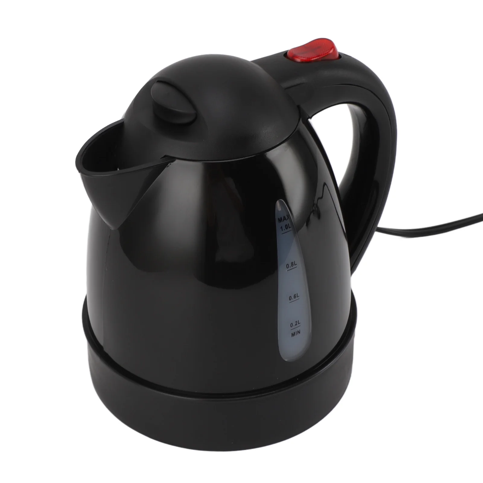 150W Electric Kettle 150W 1L Black Road Hot Water Boiler Stainless Steel Liner Auto Shut Off Tea Kettle Car Cigarette Plug 12V