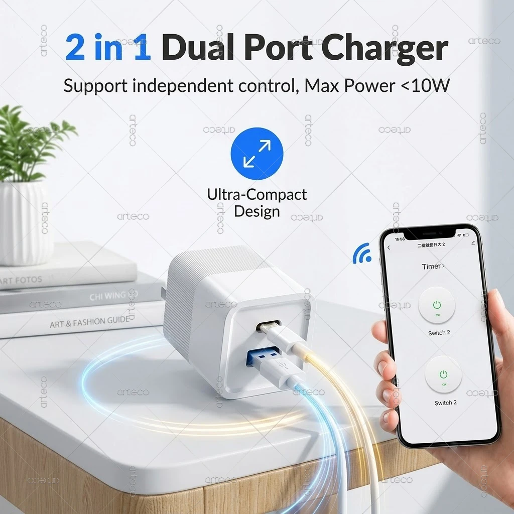 Tuya Zigbee USB-Adapter Smart Switch Mini USB/TYPE C Stromadapter Splitter Controller Anschluss für Smart Life Z2M Hub erforderlich – Detail 2