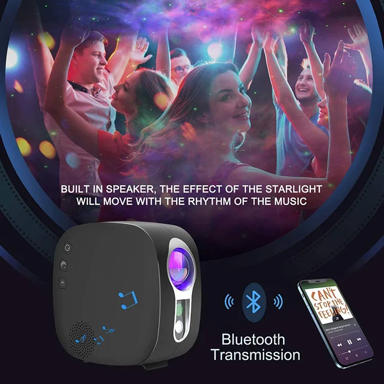 Colorful Starry Sky Galaxy Projector Light Rotating Water Waving Night Light Voice Control Music Player Romantic Projection Lamp