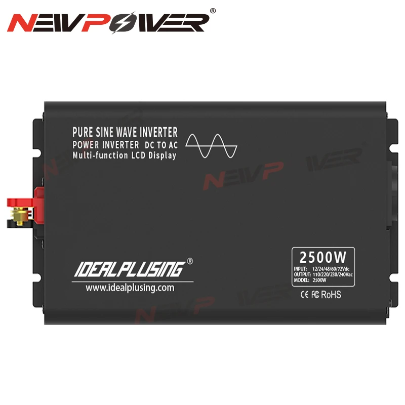 Inversor de Corriente de Onda Sinusoidal Pura de 2500W, 12V, 24V, 48V, 60V, 72V, 84V DC, 220V, 110V AC, Fuera de la Red, con Control Remoto y Pantalla LED