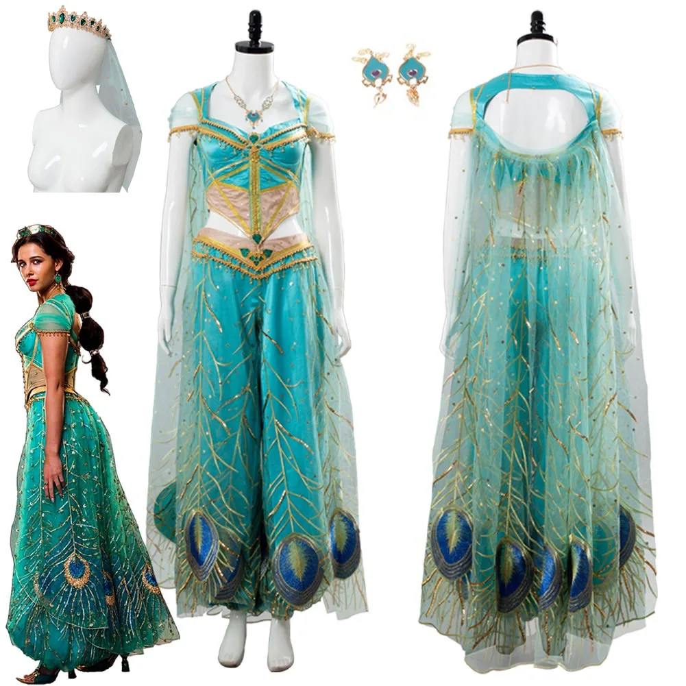 

Princess Peacock Cosplay Fantasy 2019 Movie Naomi Scott Costume Disguise Adult Women Cosplay Roleplay Fantasia Outfits Female