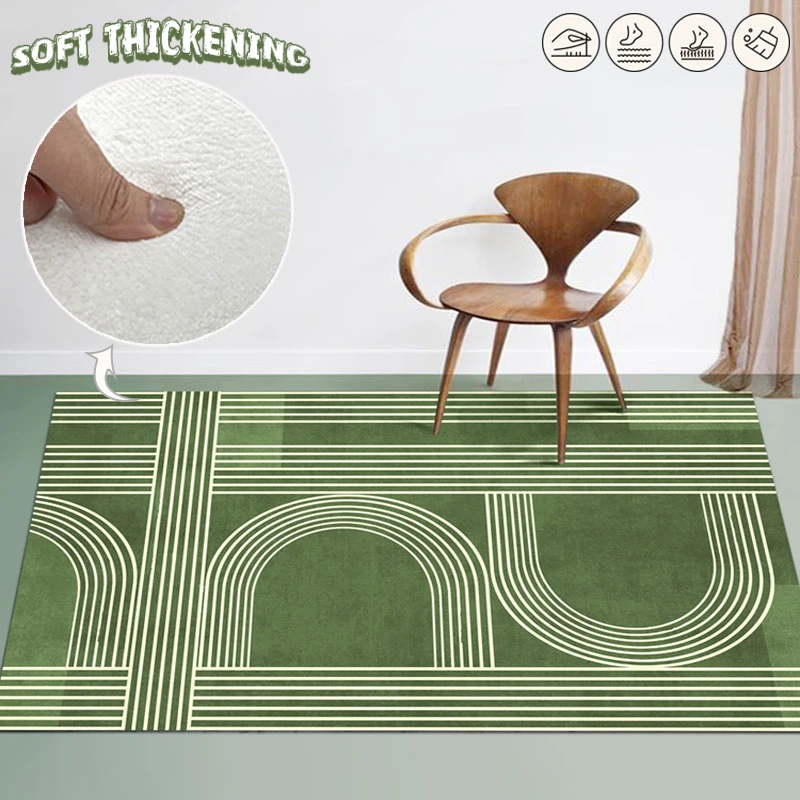 Nordic Green Stripe Carpets Living Room Coffee Tables Floor Mat Retro Decoration Home Large Area Rugs for Bedroom Bedside Carpet