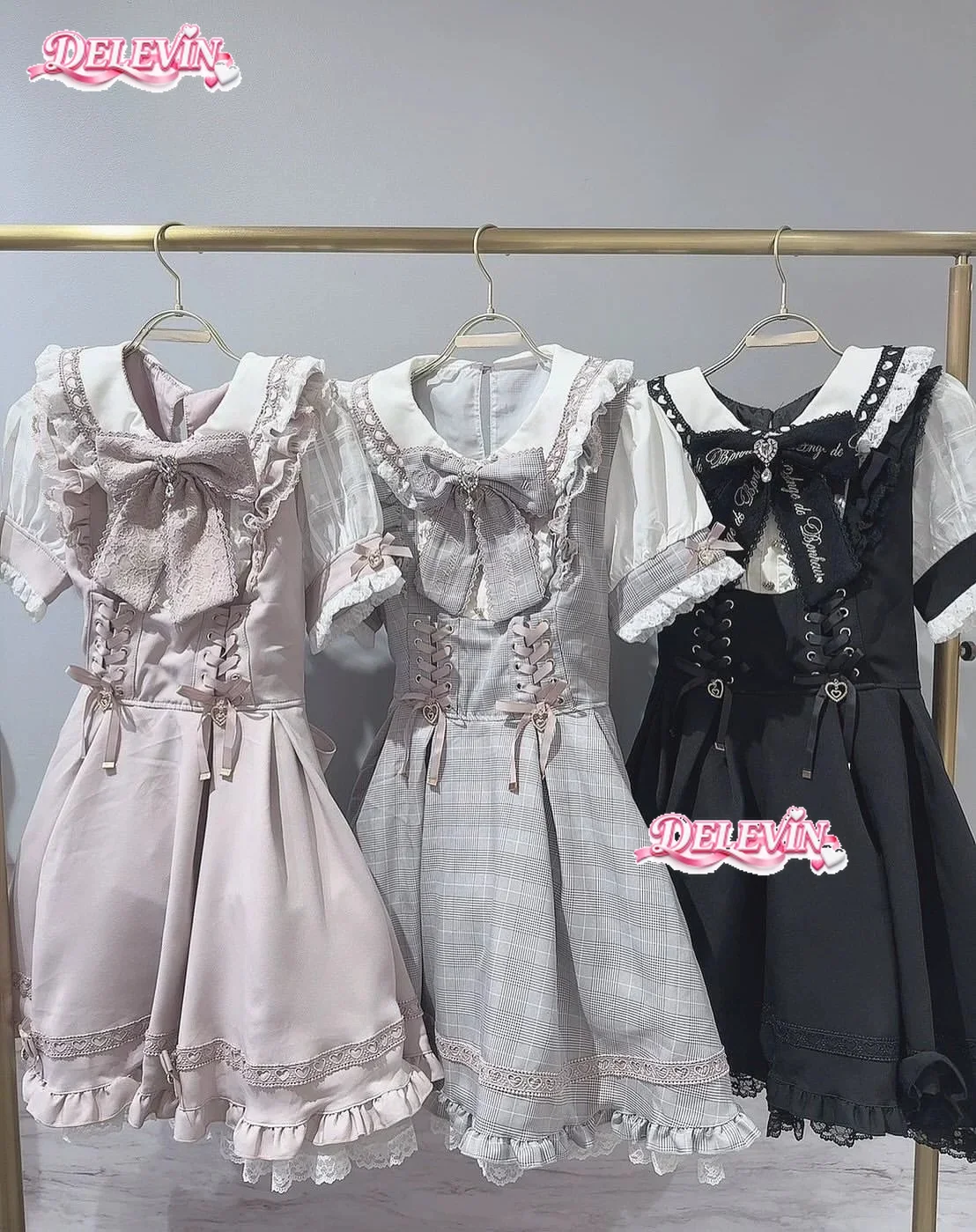 Japanese style liz mass-production sweet lolita girl short-sleeve dress new summer fashion ruffle trim big bow long-sleeve dress