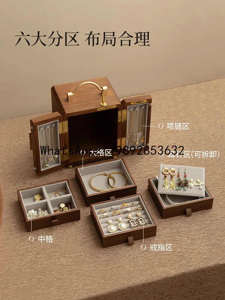 

PYJ wedding gift for bride girlfriend wooden jewelry box with lock birthday engagement anniversary gift