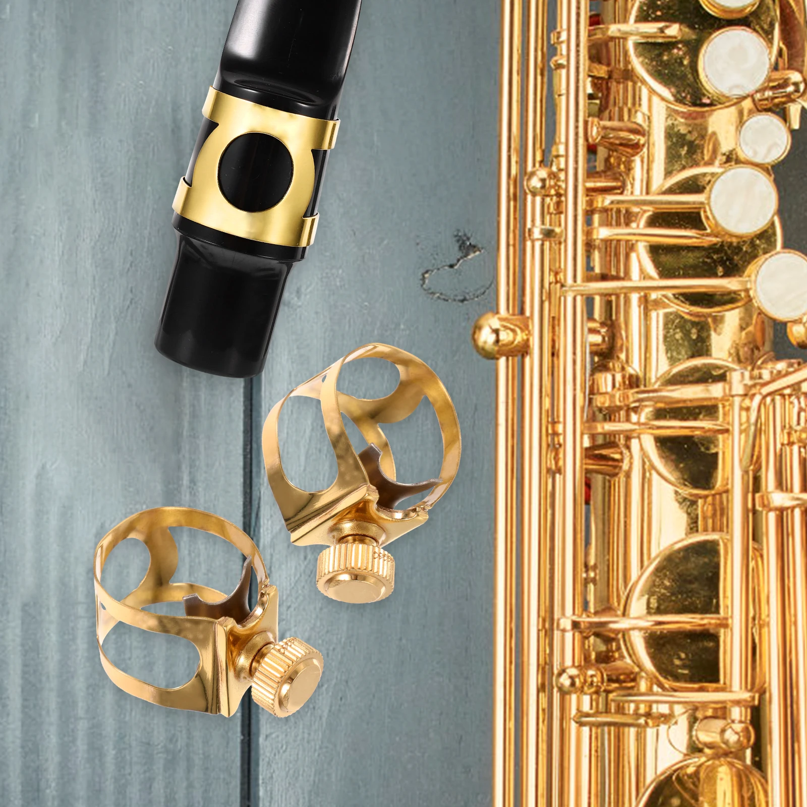 

Adjustable Brass Saxophone Clip Fastener Alto Soprano Wind Instruments Durable Metal Ligature Holder Replacement Part