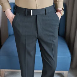 Asian Size Men's Suit Pants, Korean Slim Fit Casual Pantalon, High Quality Business Office Trousers, Black Gray Dress Pant.