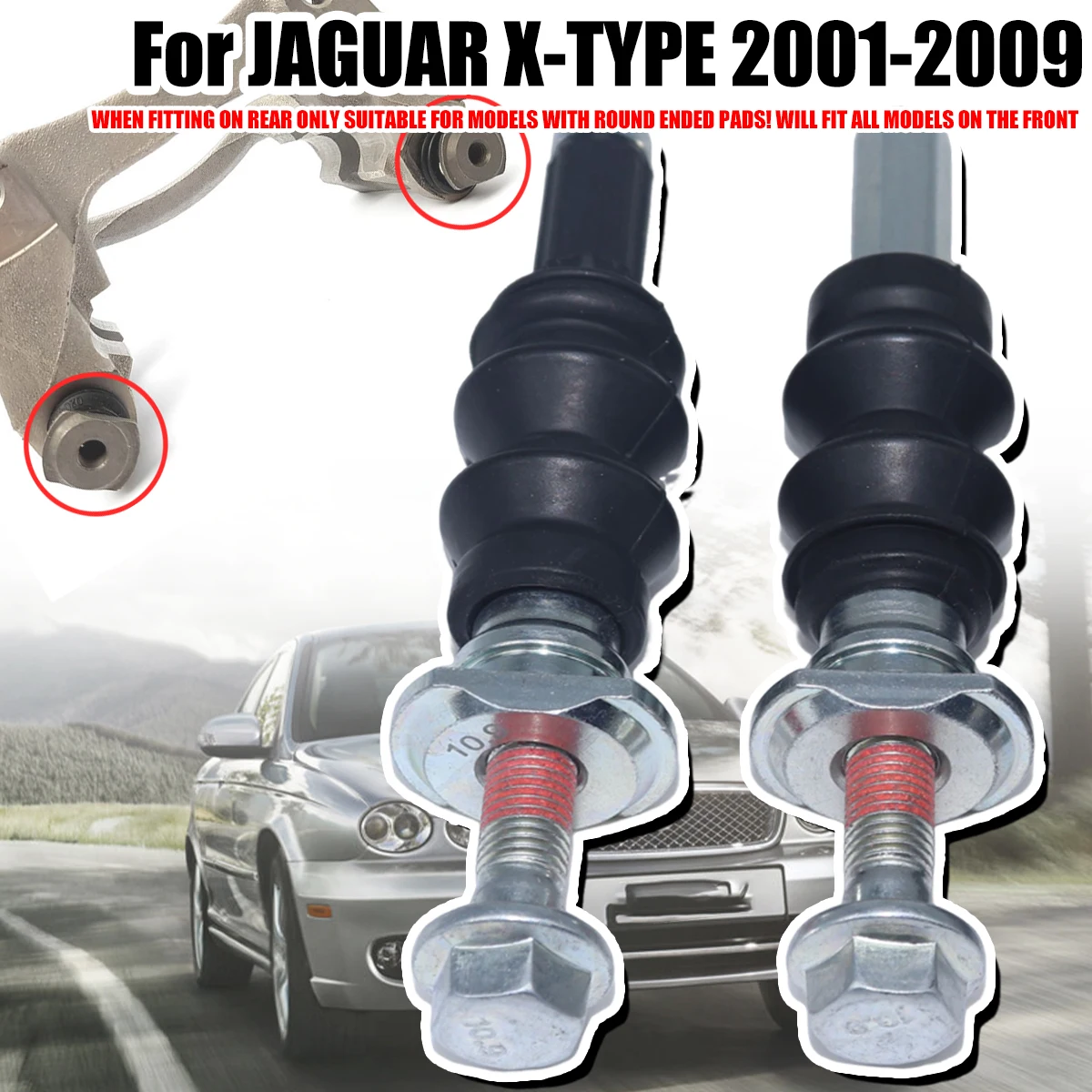 For JAGUAR X-TYPE 2001-2009 Front&Rear Brake Caliper Slider Guide Pins Bolt Kit Left Right Disc Housing Bellows Sleeve Bushing