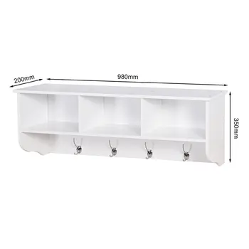 Nástěnné věšáky na kabáty s úložnou policí a 4 dvojitými háčky, rustikální dřevěný závěsný věšák na kabáty do kuchyně, koupelny, předsíně 8 nejlepší prodej nástěnný věšák na oblečení - №3