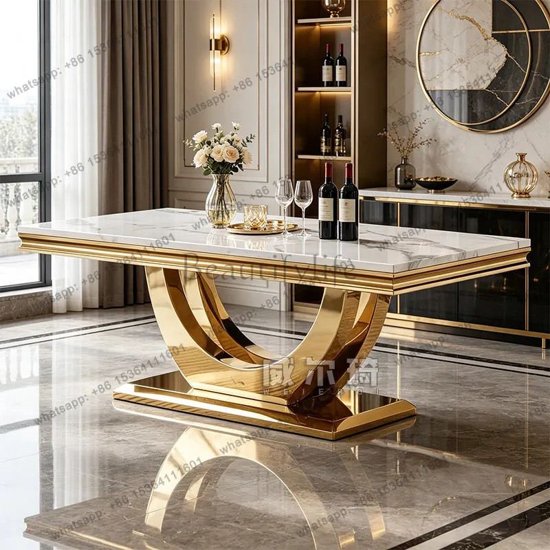 LS marble dining table light luxury European rectangular apartment high-end household dining table
