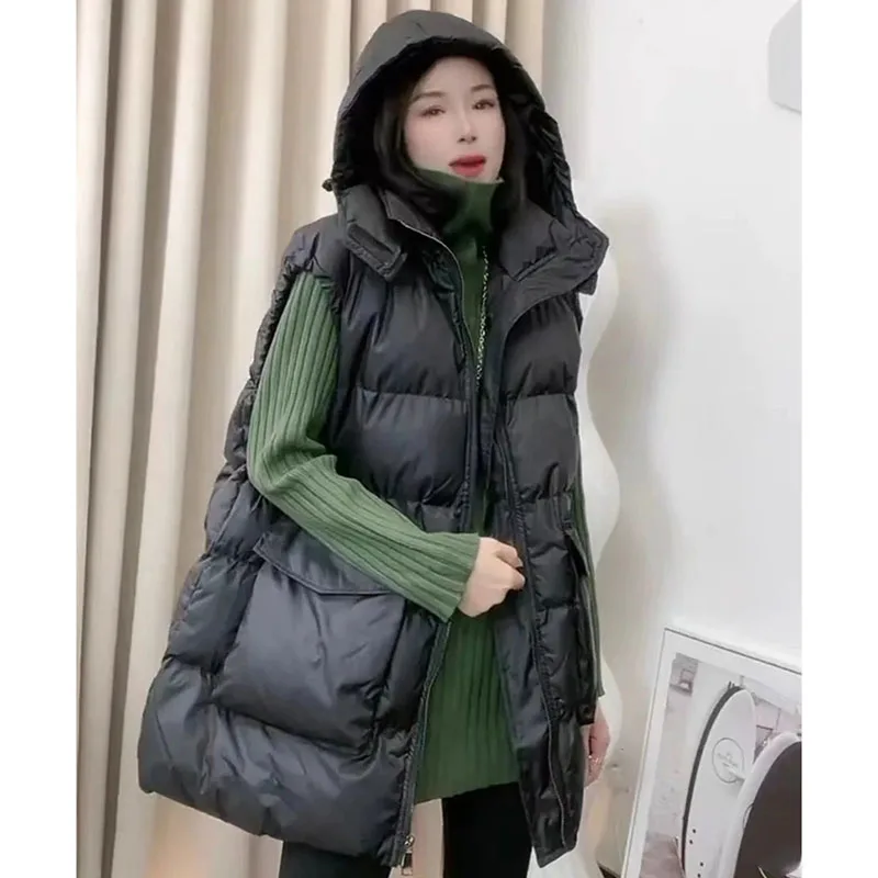 Rompi Wanita Model Puffer 2025 Musim Gugur Musim Dingin Kasual Berbahan Katun Tebal Model Korea Ukuran Besar 4XL Tanpa Lengan