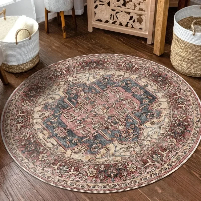 Alfombras circulares con estampado Vintage para dormitorio, baño, alfombra para el suelo, decoración para sala de estar