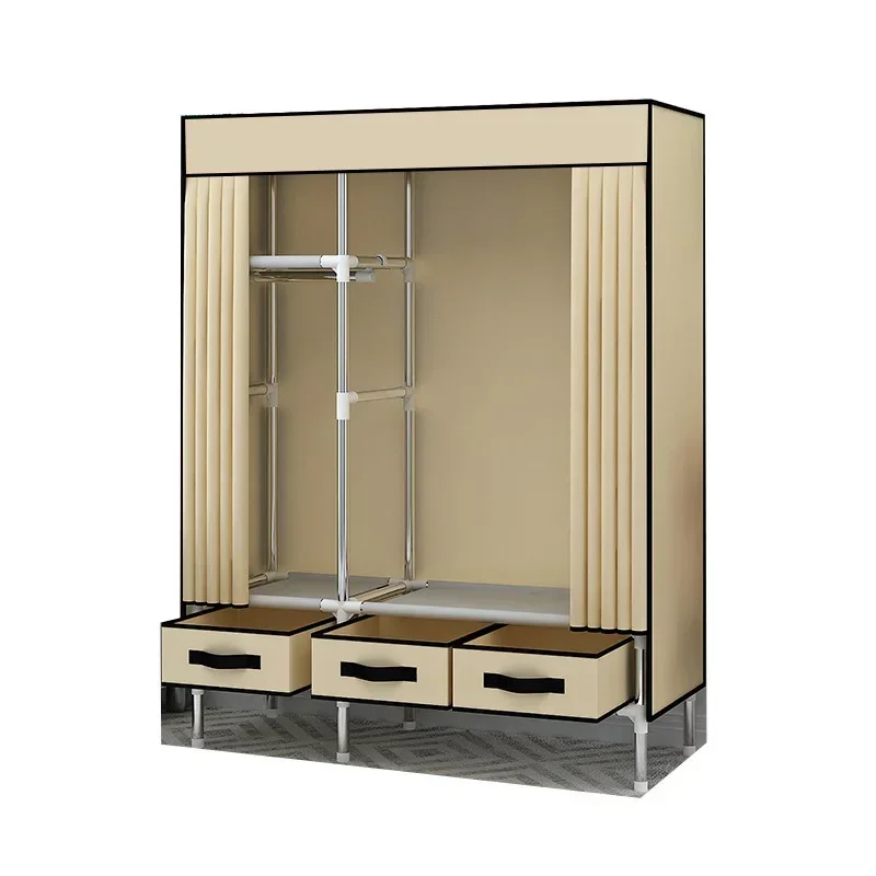 

Simple cloth wardrobe, household, bedroom, full steel frame, rental room, single small, small apartment