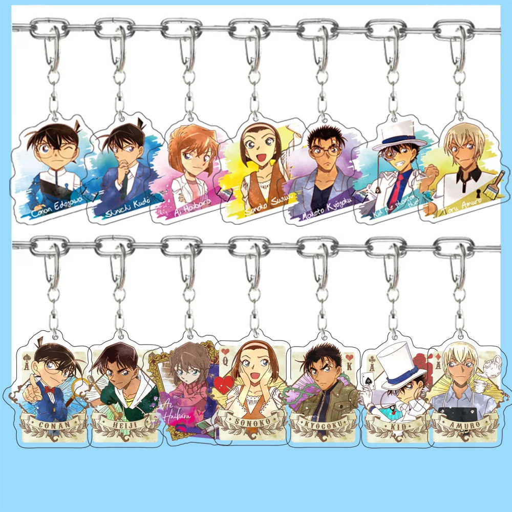 Detective Conan Shinichi Kudo Ran Mori Ai Haibara Kaito Kid Shuichi Akai Anime Peripheral Acrylic Keychain Pendant Accessories
