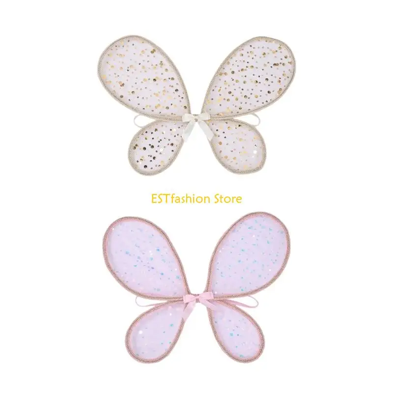 Y5GC Sparkles Angel Wing ขนาดใหญ่ Fairys ปีกผีเสื้อ Fairys Wing ฮาโลวีนเจ้าหญิง Dressing UP เครื่องแต่งกายสำหรับหญิงสาว