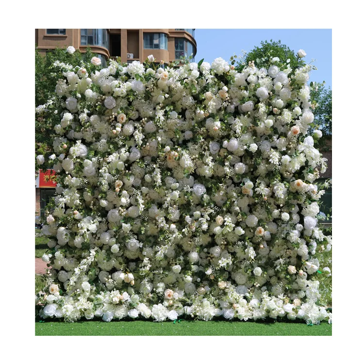 

Jungle Milano Grass Custom 3D Cloth Artificial Flower Wall Silk Rose Panel Backdrop Artificial Flower Decorative Wedding