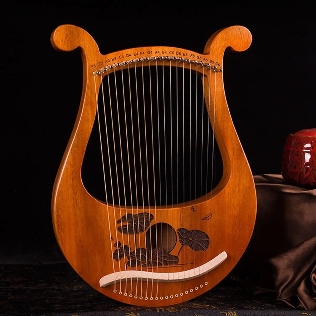 ABPF Lyre Harp 19 String Beginners Harp,Portable 19-Tone Small Harp 19-String Lyre Musical Instruments Solid Wood Lyre Harp