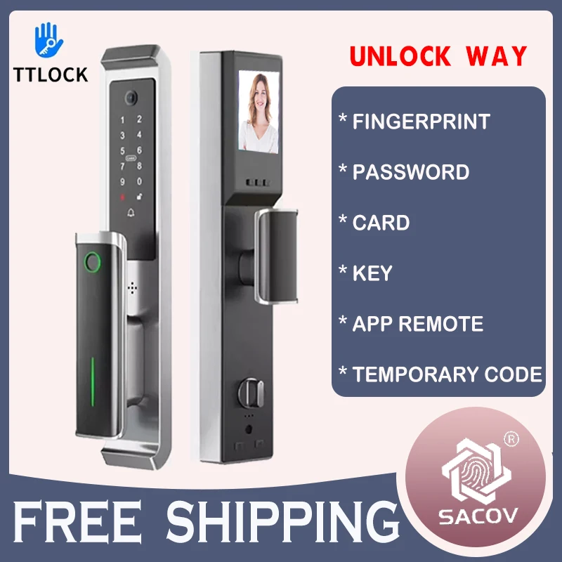 TTlock APP Smart Door Lock Alexa Google Home Fully Automatic Electric Smart Digital Door Lock fingerprint code camera  lock