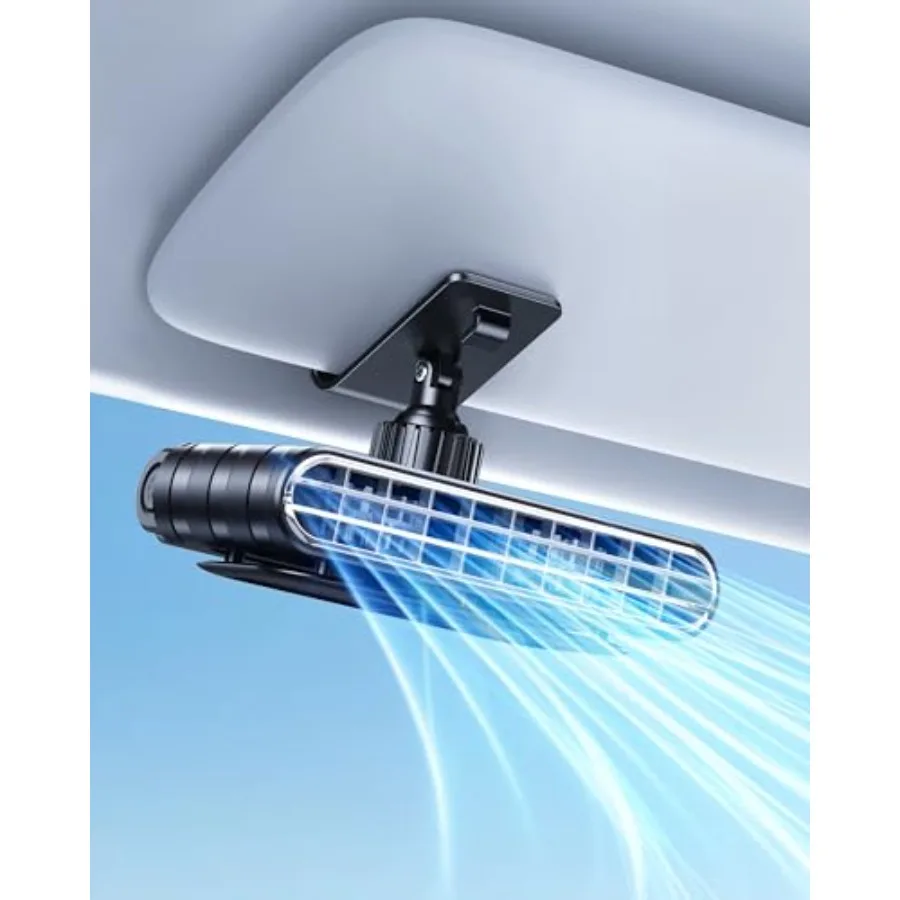 

2026 Car Clip on Fan for SUV Pickup Truck RV Visors No Blocking, Portable 3000mAh Rechargeable Fan for Car Desk Kitchen Bathroo