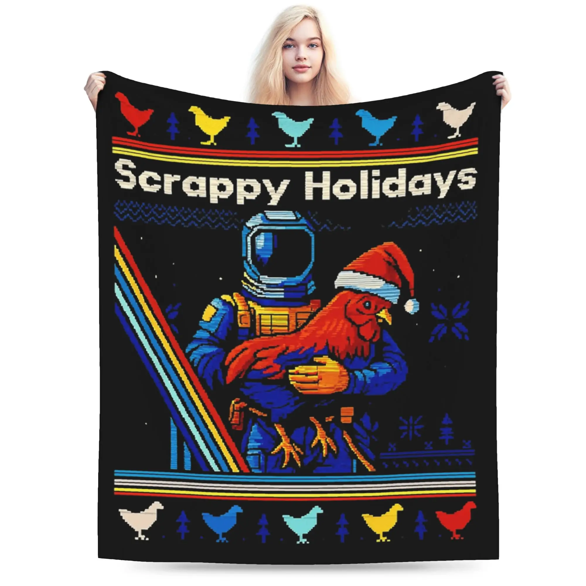Arcs Raiders Rooster scrappy holidays Merry Christmas Blanket Flannel Autumn/Winter Warm Throw Blanket for Bed Bedding Throws