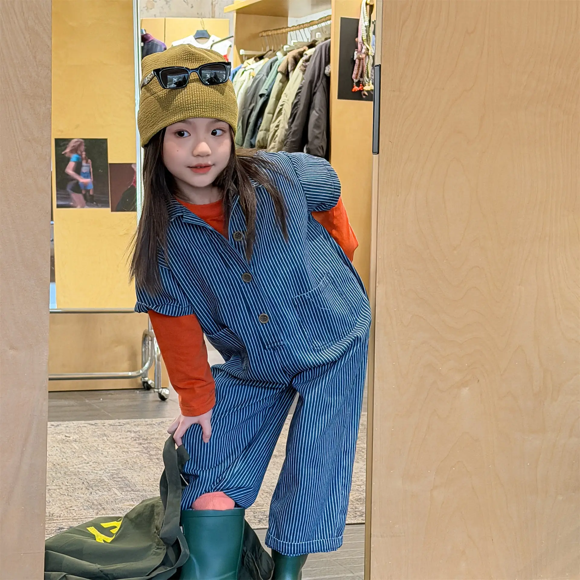 

2026 Spring New Children Striped Denim Overalls Girls Loose Trousers Fashion Toddler Boys Casual Pants Kids Camouflage Jumpsuit