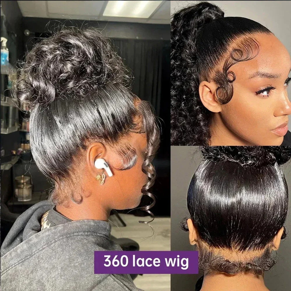 13x6 Brazilian Deep Wave Curly HD Transparent Lace Frontal Wigs 200% Density 18-46 Inch Pre Plucked 7x6 360 Full Lace Front Wig Human Hair For Women