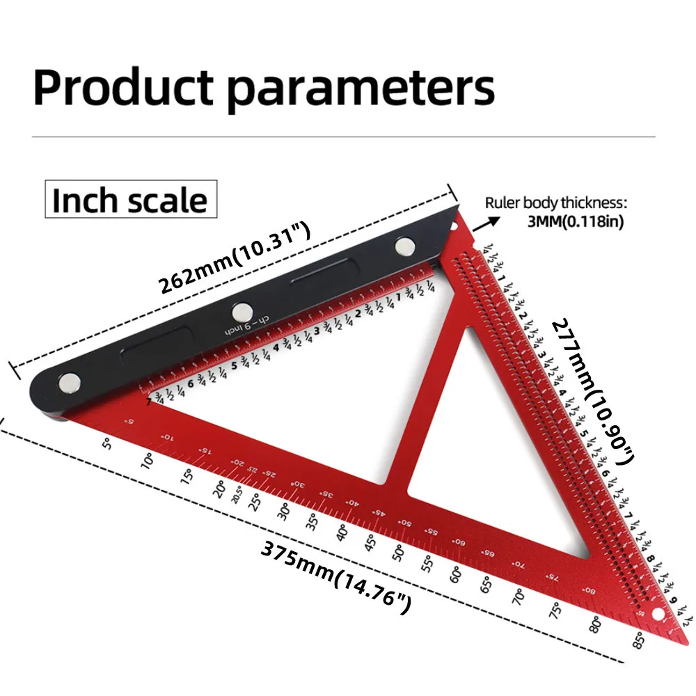 British Set Square 90 Degrees Goniometer L-Square Multi-Function Angle Measuring Artifact Esquadro Woodworking Special Ruler