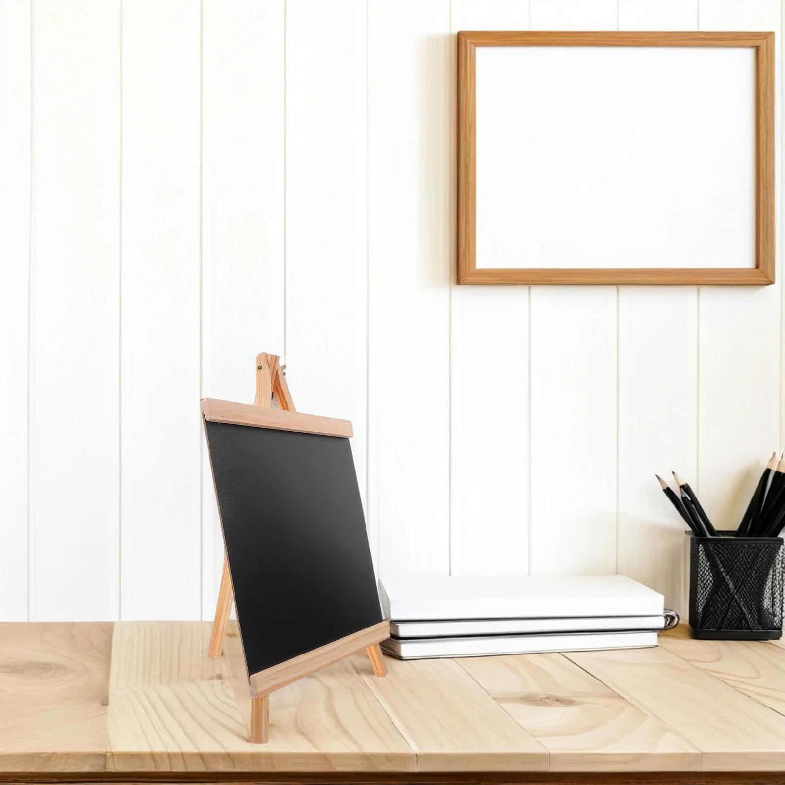 

Wooden Erasable Blackboard Desktop Menu Holder Stand Chalkboard Sign Display Board Small Easel Reusable Home Shop Bar