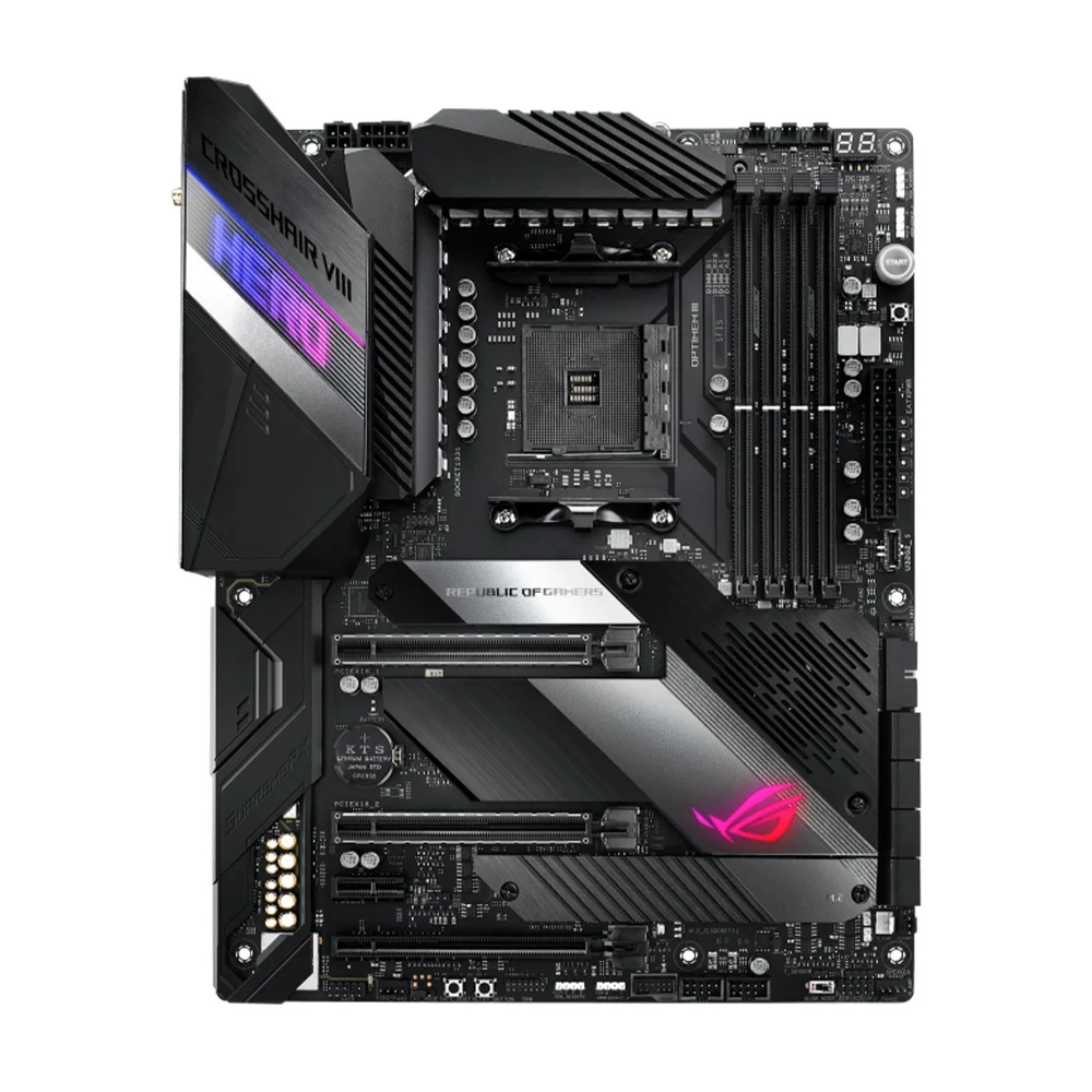 Imagem -02 - Asus-rog Crosshair Vii Placa-mãe Hero Wi-fi X570 Jogos Atx Suporte Mainboard Am4 5500 5600 5700x 5800x3d Cpu Ddr4 Nvme M.2