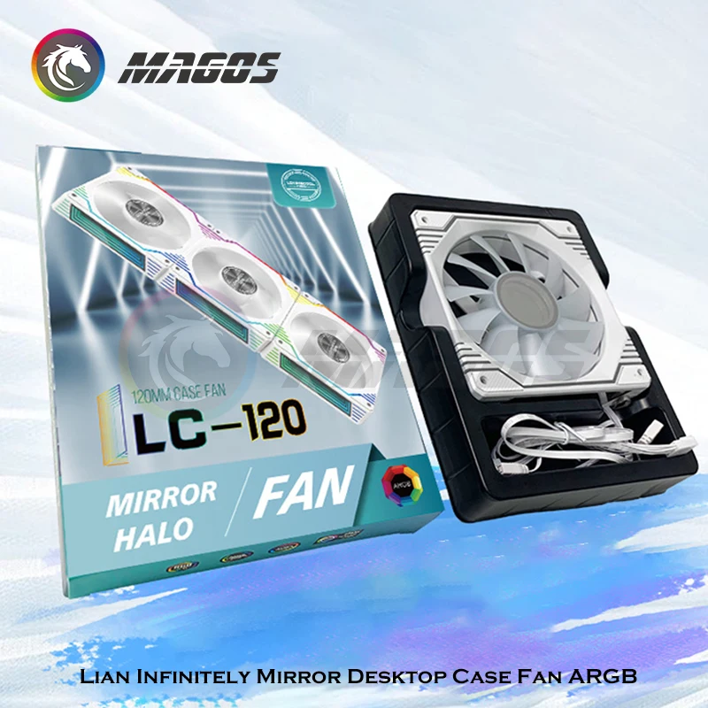 Lian infinitly Mirror Desktop Case Fan ARGB 5V 12CM Cooler Forward & Reverse Air Outlet MB AURA SYNC nero/bianco