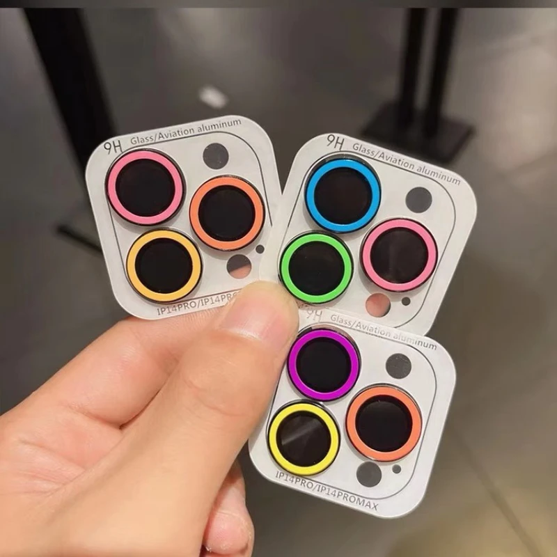 3-2Pcs Luminous Camera Protector For IPhone 14 Plus 13 12 Mini 17 11 14 16 15 Pro Max Lens Screen Protector Glass Night Glowing