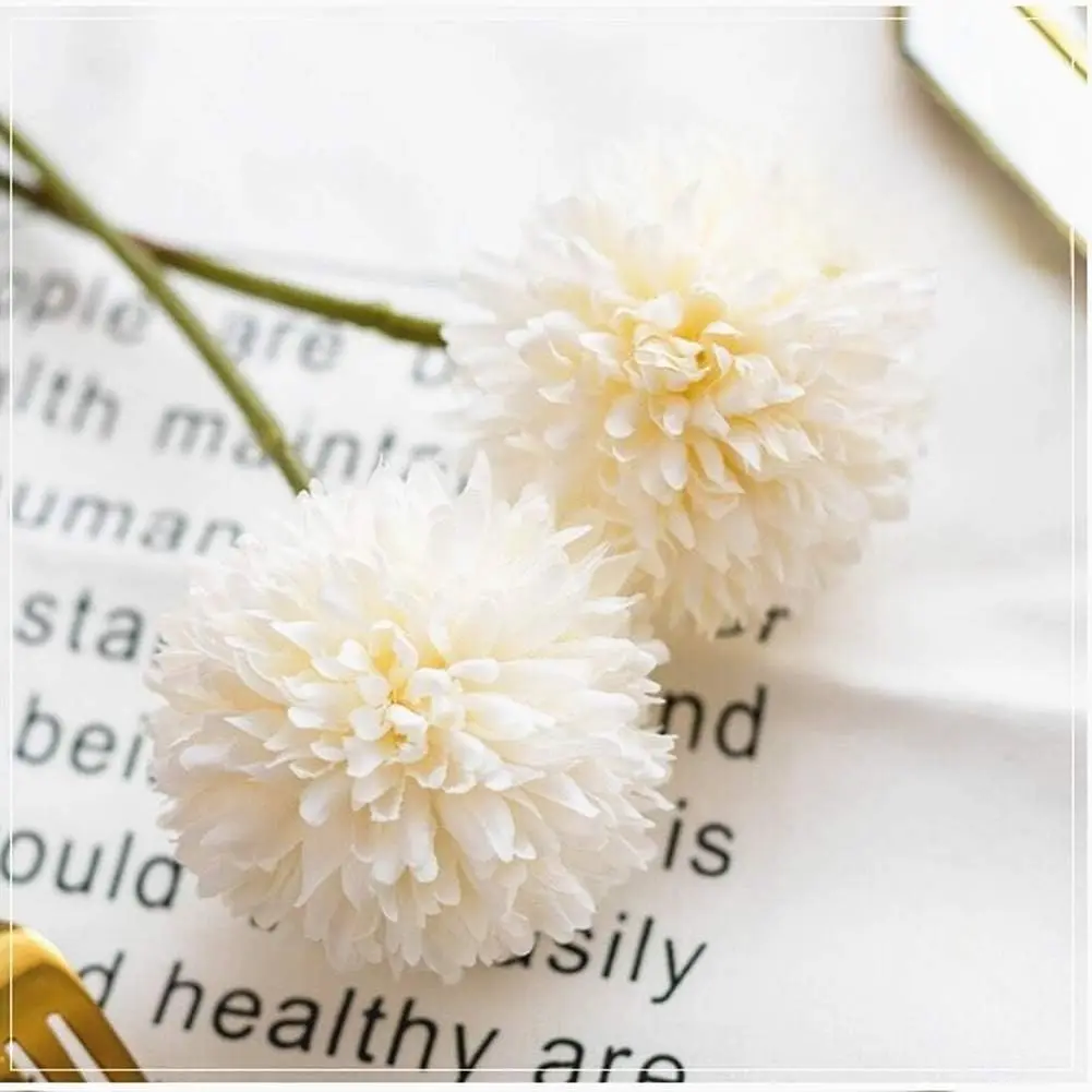 10 Stück weiße künstliche Blumen, Seidenkugel, Chrysanthemen, Brautstrauß, Zuhause, Küche, Party, DIY-Dekorationen, Hochzeitsdekoration – Detail 5