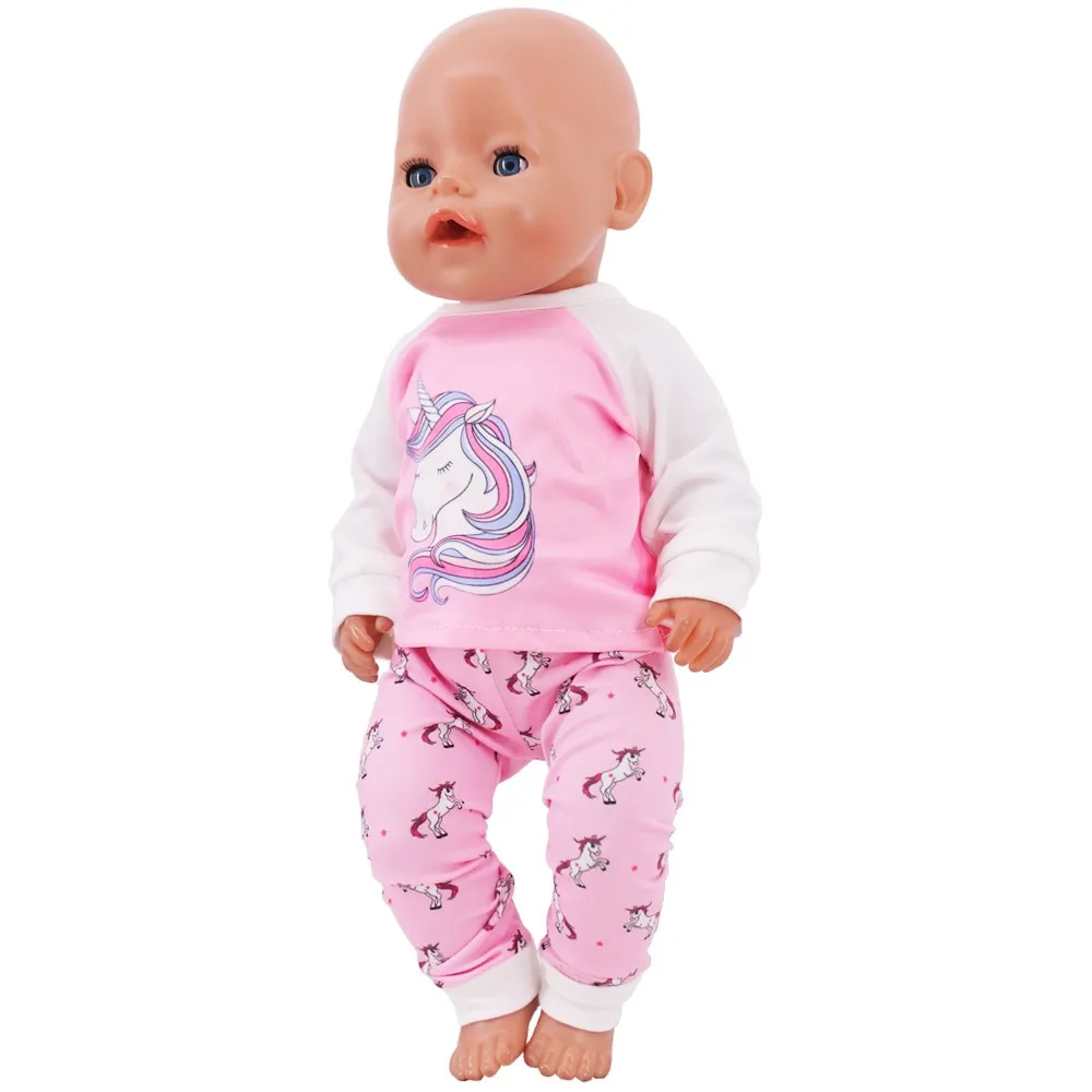 2Pcs Long Sleeved Pajamas Cute Bunny Doll Clothes For 18 Inch Girl Doll Gift 43 Cm Reborn Baby Doll Clothes Accessories Items To