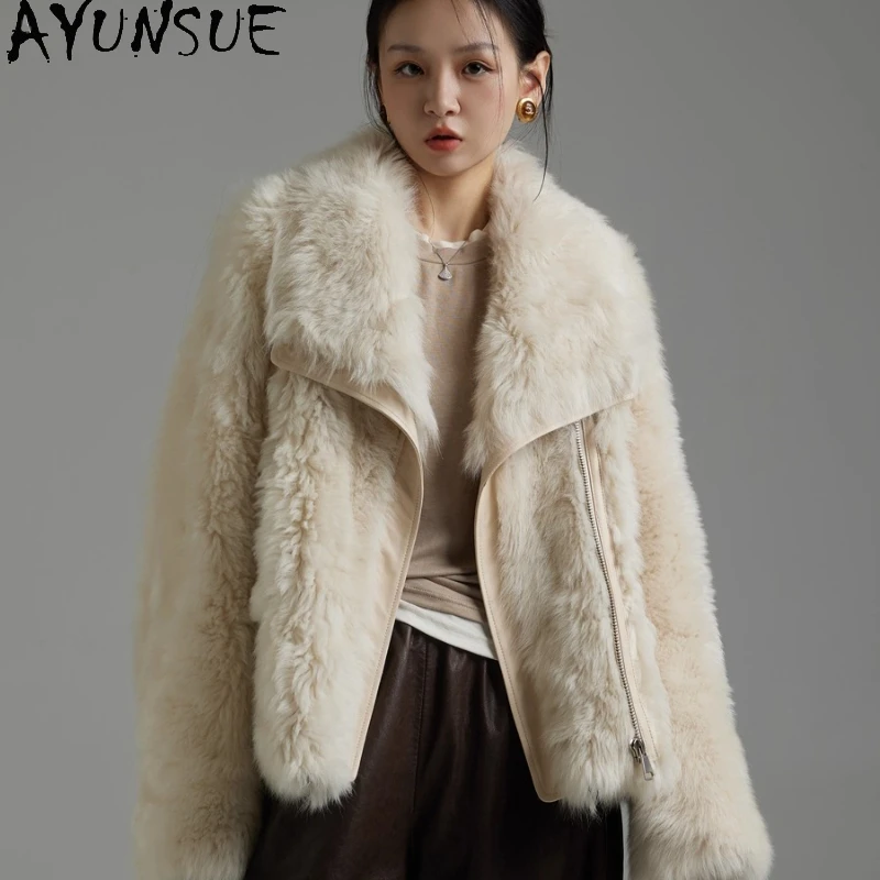 

YUNSUE Natural Sheepskin Fur Coat Women Elegant Real Leather Jacket Woman Winter Jackets 2025 Luxury Clothing Шуба Женская