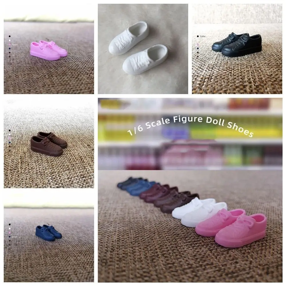 รอบ Toe 30 ซม.ตุ๊กตารองเท้าผ้าใบรองเท้าผ้าใบสีทึบ 1/6 ตุ๊กตารองเท้าการ์ตูนน่ารักตุ๊กตา PVC Casual รองเท้า 2 ซม.ตุ๊กตาอุปกรณ์เสริม