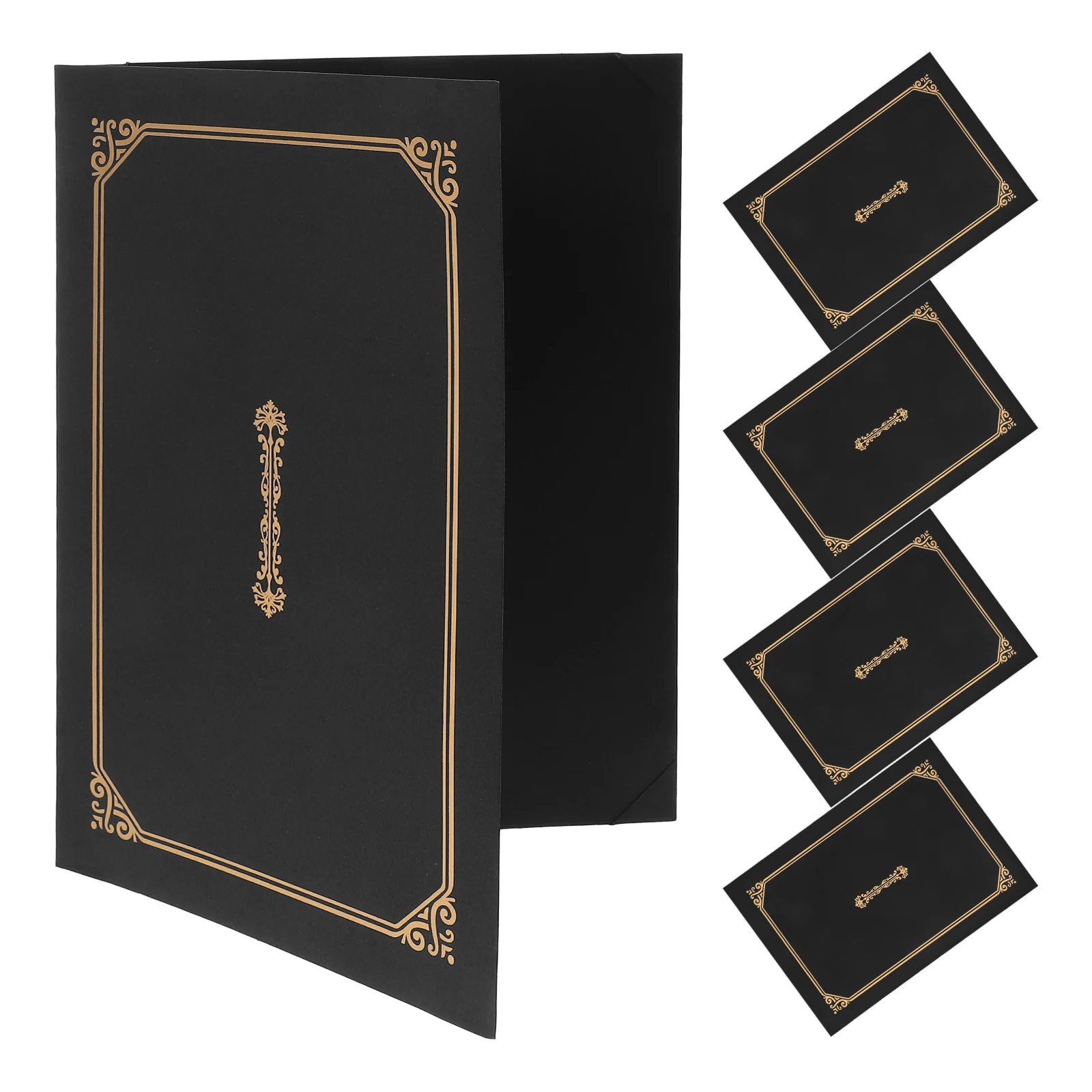 

5 pcs Black Gold Certificate Covers for Graduation Diplomas Award Papers Elegant Document Frames Home Office Use