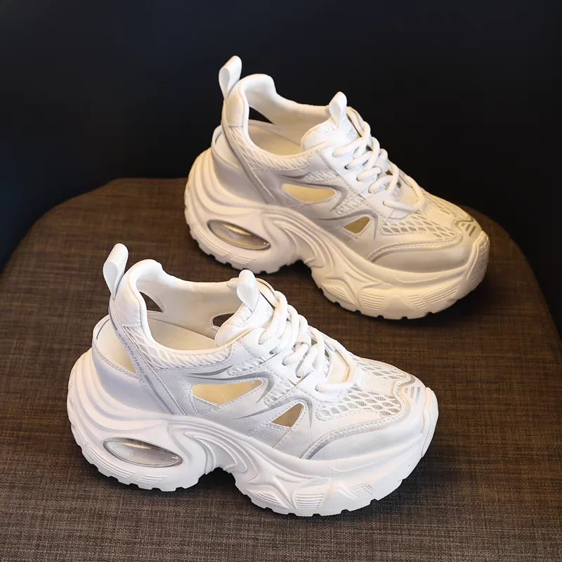 

Women Shoes Casual Sporty Sandals Breathable Leather Mesh High Heels Shoes Woman Comfortable Fashionable Summer