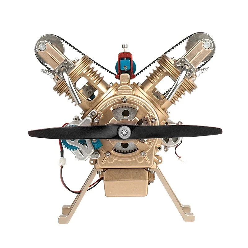 V2 Twin-cylinder Car Engine Model DIY All-metal Assembly Model Physics Experiment Toy Model Enthusiasts Gift