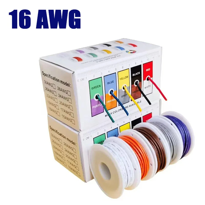 

16 AWG UL1007 PVC DIY Tinned Pure Copper Cable Line Stranded Electrical Wire PCB Wire 5 Colors 5 Rolls Mix Kit