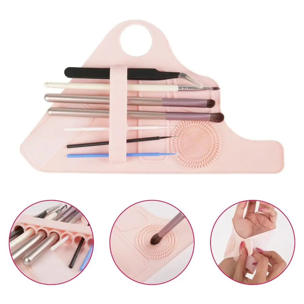 Profession Makeup Palette Mixer Silica Gel Subzone Wrist Makeup Brush Holder 7 Holes Washable Makeup Brush Cleaner Make Up