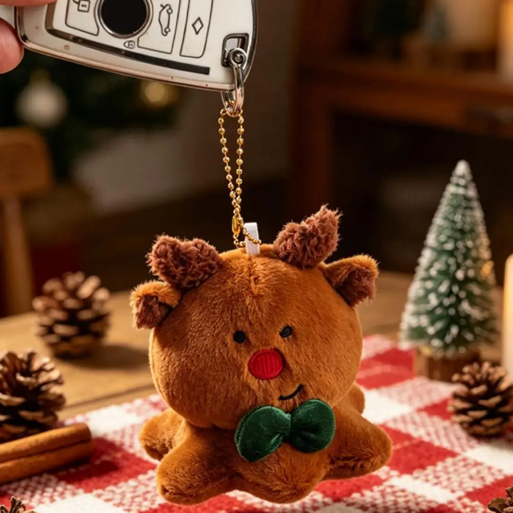 Christmas Plush Doll Christmas Plush Hanging Ornaments Set Santa Gingerbread Man Deer Snowman Stuffed Toys with for Backpack