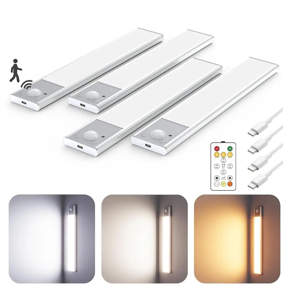 

8"" Thin Motion-Activated Under Cabinet Lighting, Aluminum Alloy Under Counter Lights For Kitchen, 3-Color-Temps Magnetic