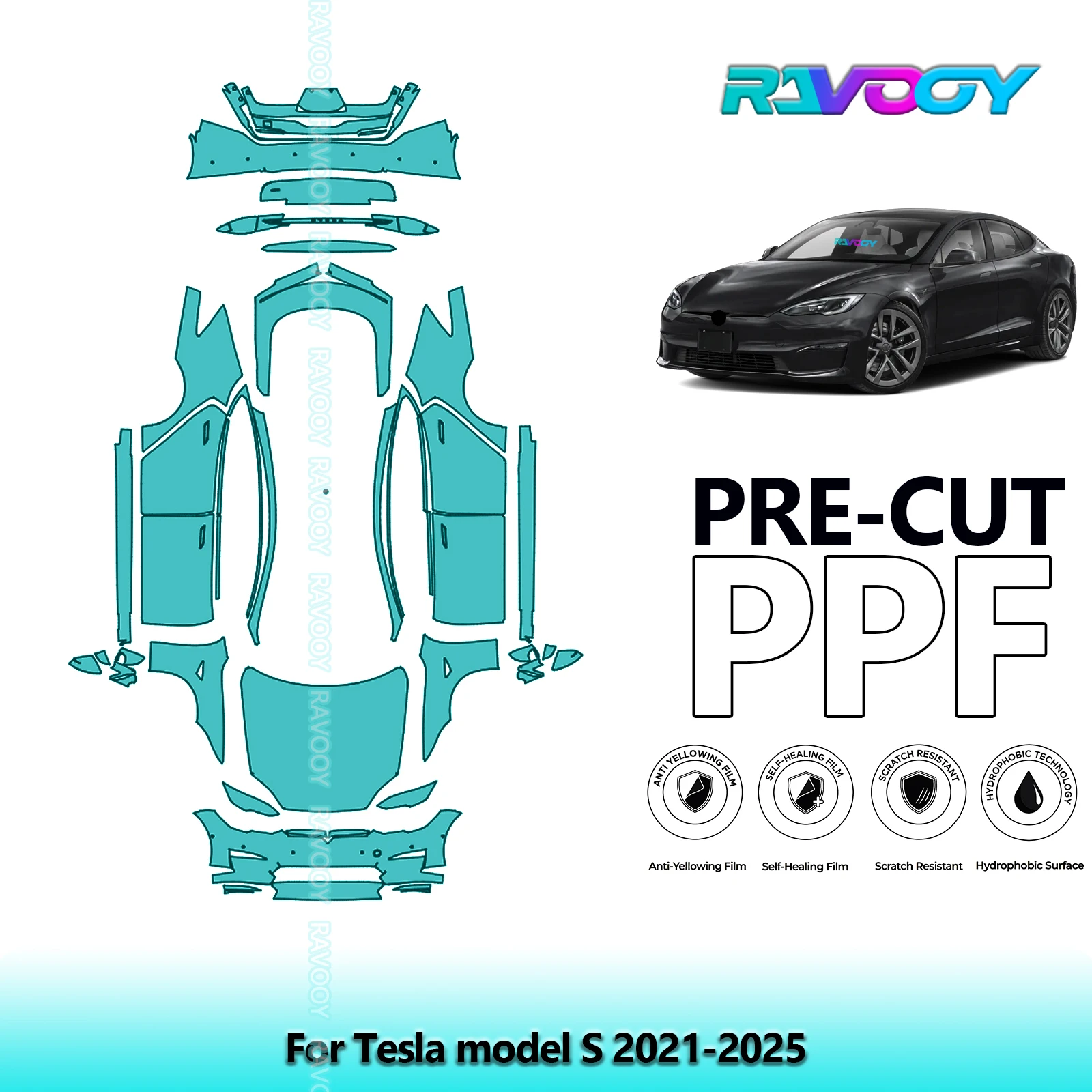 

Car Precut Paint Protection Film Full Vehicle Anti-scratch Exterior TPU PPF For Tesla model S 2021-2025