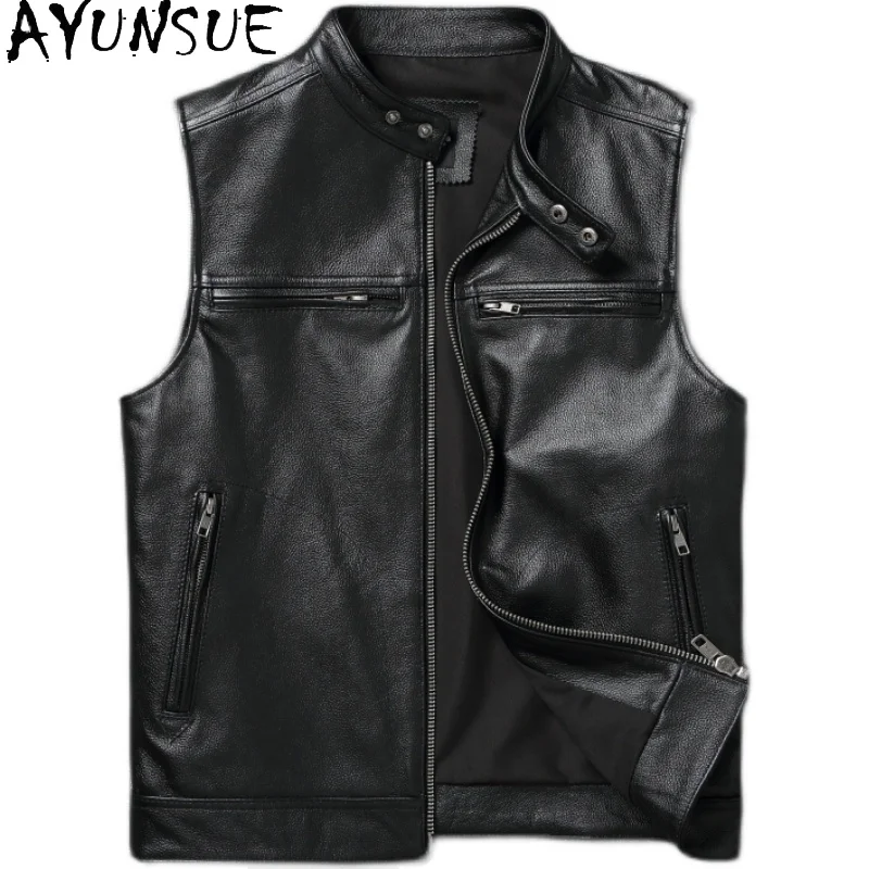 

AYUNSUE Autumn New in Jacket Genuine Leather Coats Large Mens Clothing Black Motorcycle Jackets Size S-6XL Мотокуртка Slim Fit