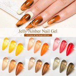 MEET ACROSS 7ml Vintage Amber Gel Polish Translucent Jelly Nail Gel Soak Off Uv Led Semi Permanent Manicure Nail Polish