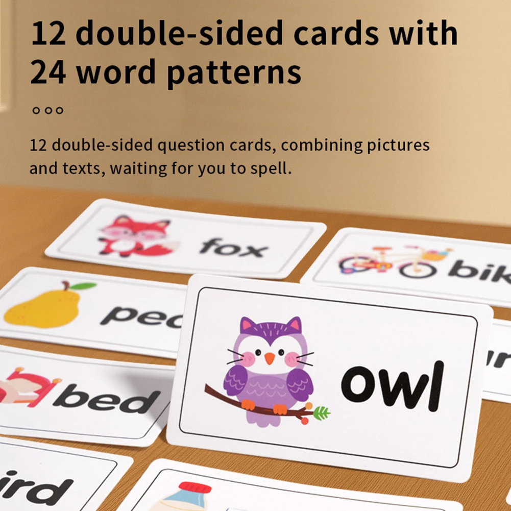 Wooden Vowel Letters Spelling Game For Kid Children Learning Game Educational Game Alphabets Blocks Sight-Words Flash Cards