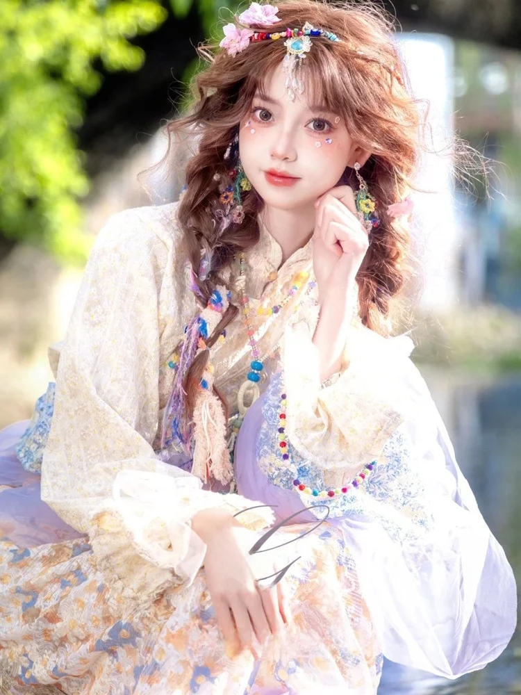

New Summer Tibetan Costume Girl Travel Photo Shoot Photography Clothes Small Clear Style Youthful Ethnic Tujia Women's ...