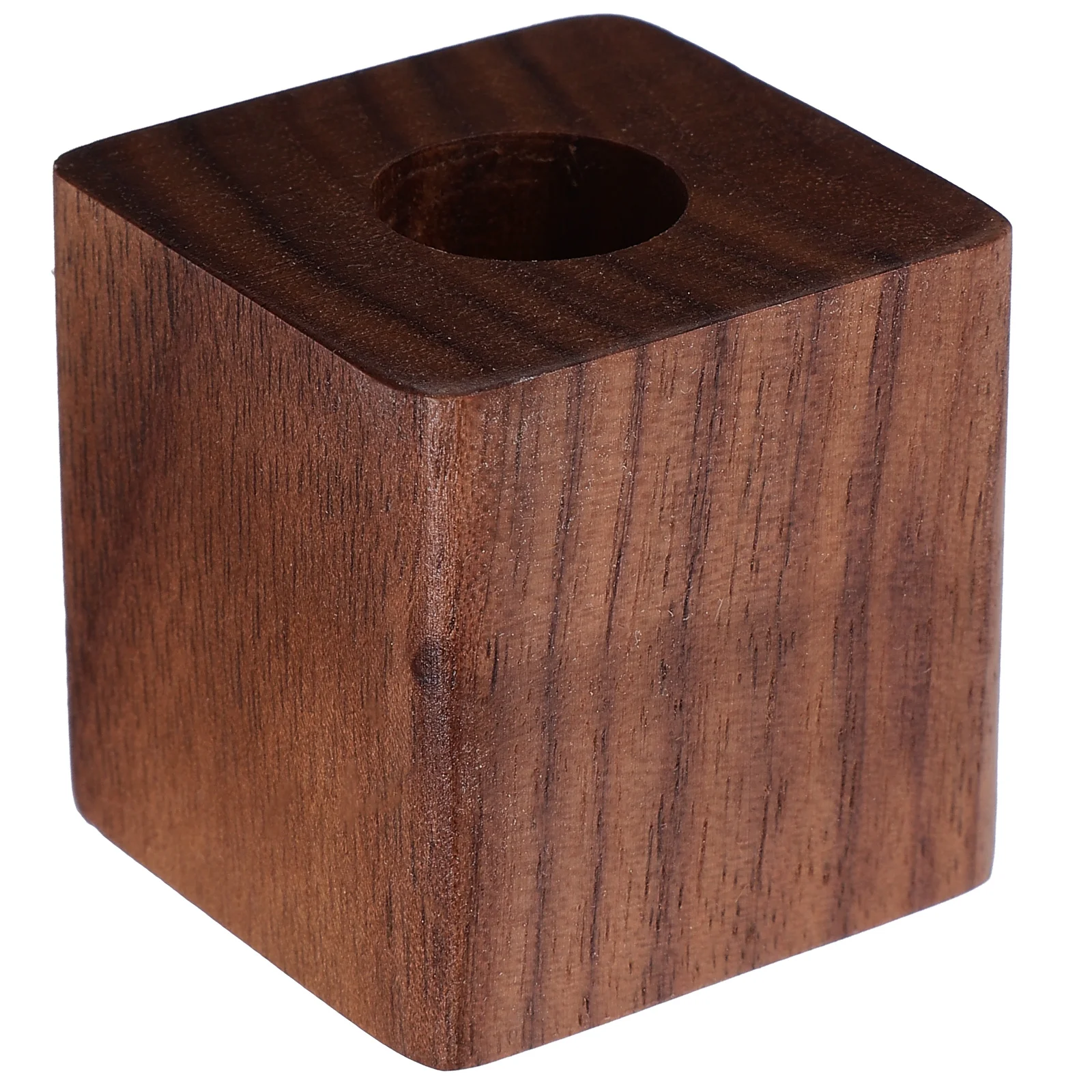 

Colored Pencil Holder Walnut Stand Pot Single for Desk Penholder Cube Base Office