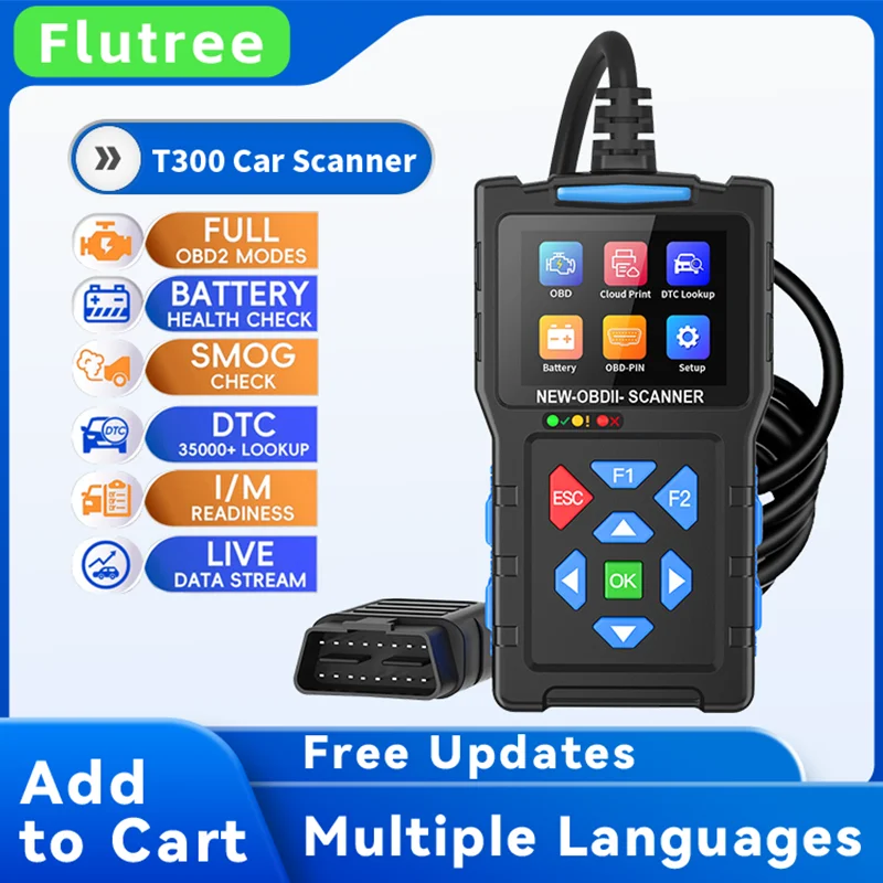 T300 OBD2 Scanner Automotive Scanner Car Diagnostic Scanner Automotriz Professional Tool for Check the car fault, I/M